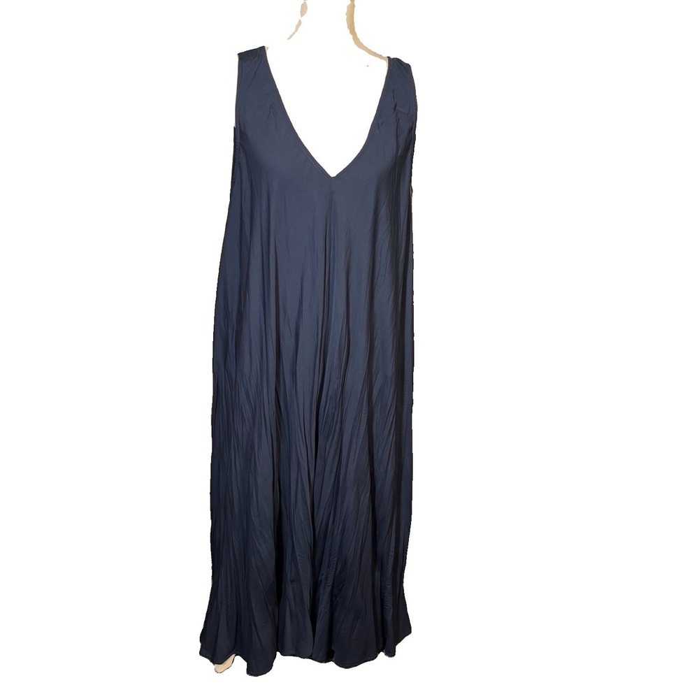Soft Surroundings Mizu Dress Navy Blue Size X-Large Relaxed Fit Lightweight - Picture 2 of 8